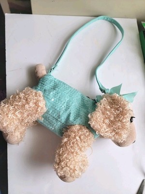 Poochie & Co Puppy Dog Purse Cocker Spaniel Blue Sequins Shoulder Bag