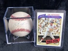 Carl Yaztrzemski Signed Baseball With Original Vintage Topps Card & New Cube Yaz