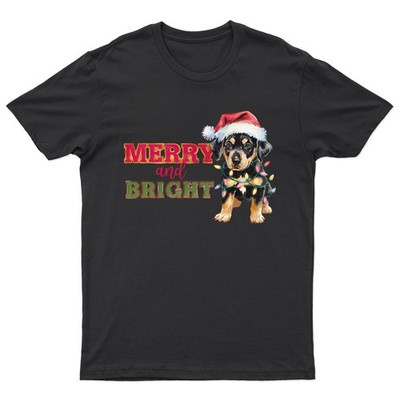 Merry And Bright Puppy Christmas Holidays Herren Damen Grafik T-Shirt