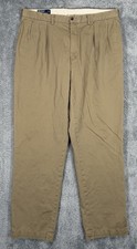Vintage Polo Ralph Lauren Andrew Pants Men 36 x32 Tan Pleated Chino Trousers