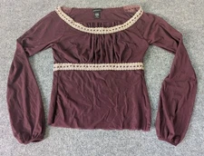 Y2K Moda International Womens S Top Long Sleeve Babydoll Lace Trim Fairycore