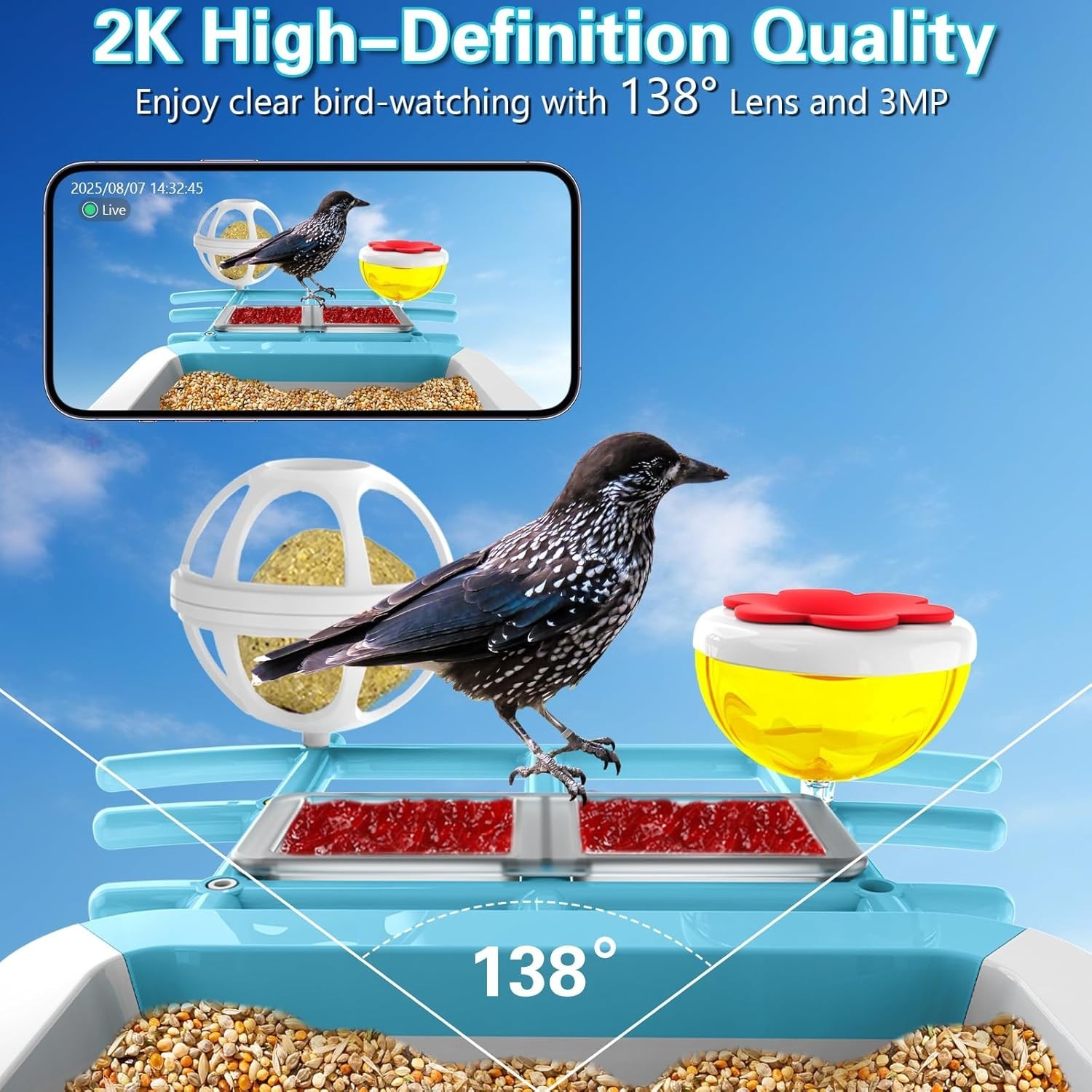 Smart bird Feeder with Camera Solar Powered,AI Identify Bird Species,A...
