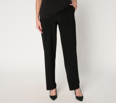 #ad Susan Graver Regular LK Luxe Pull On Pants with Pockets Black S New $24.00