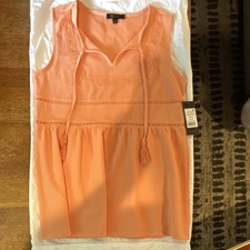 Frye Womens Solid Orange Sleeveless Knit Pull...