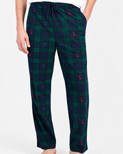 NWT NAUTICA MEN'S PLAID PAJAMA PANTS GREEN NAVY ANCHOR KPF510 - SIZE XL