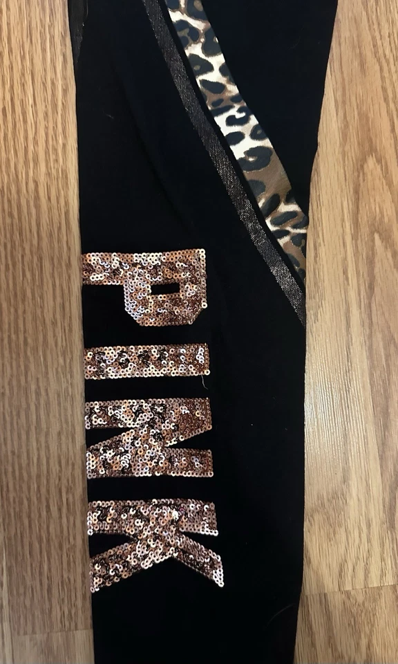 Leggings de ioga Victoria’s Secret rosa preta chita bling P - Imagem 3 de 4