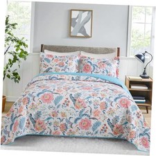 Pink Queen Size Quilt Bedding Set for Adults Queen 90"  98" Colorful-floral