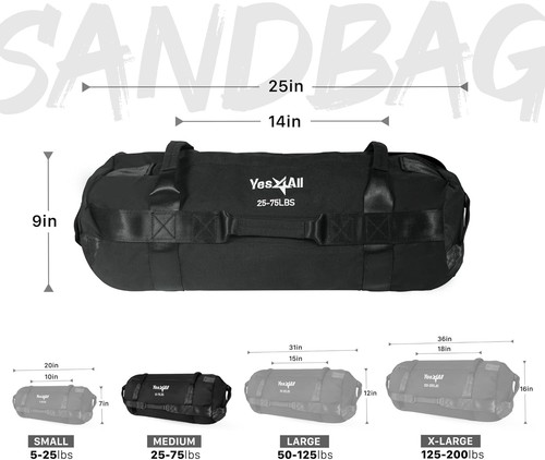 Yes4All Workout Sandbags, Heavy Duty Sandbags - Black - M - Picture 5 of 8
