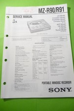 Service Manual Instructions For Sony MZ-R90, MZ-R91, ORIGINAL