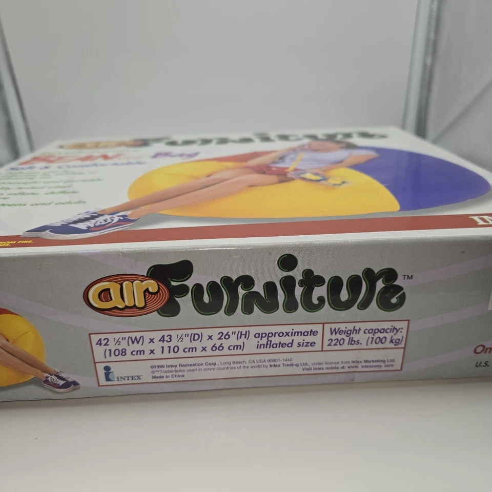 Silla inflable bolsa sin frijoles Intex Air Furniture de colección 1999 azul rojo amarillo nueva de colección Foto 3 de 4