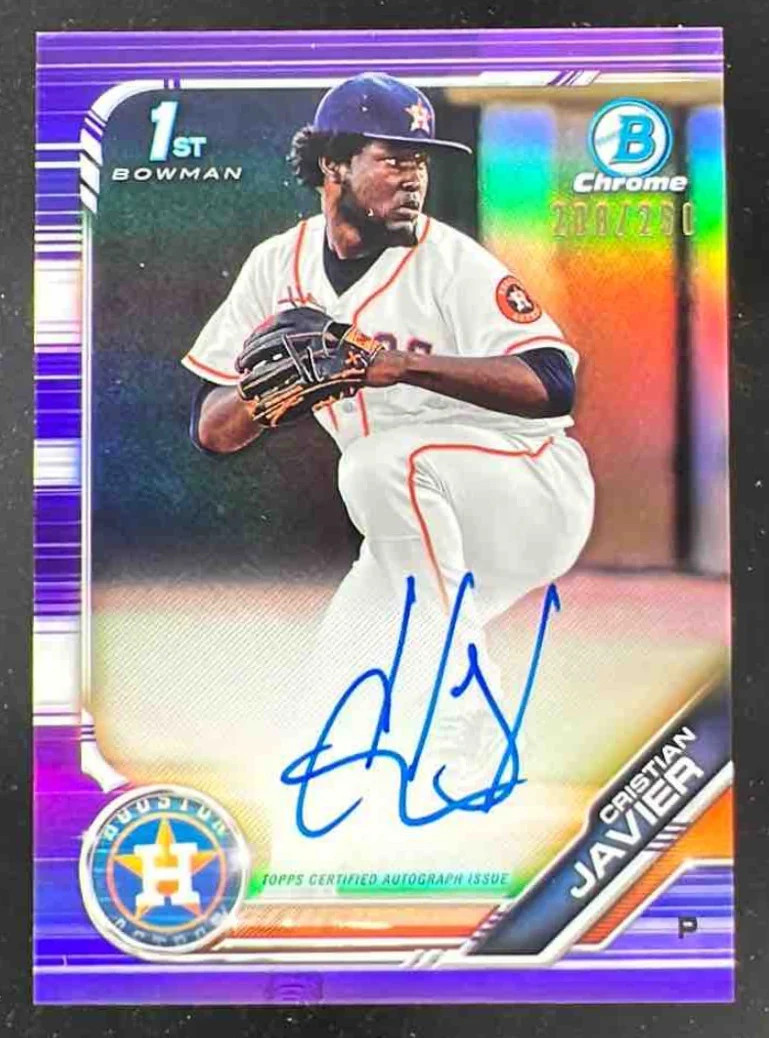2019 Bowman Chrome Purple Refractor #CPA-CJ Cristian Javier Auto /250