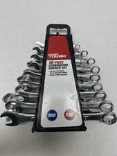 Hyper Tough 18-Piece Combination Wrench Set MM & SAE NIP