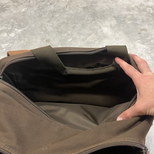 Vintage CABELA'S Brown Canvas & Leather Laptop Messenger Weekend Luggage Bag - Picture 8 of 8