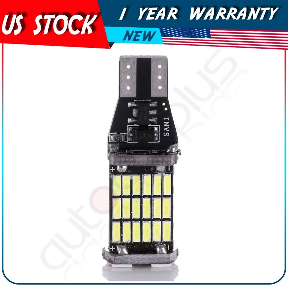 10 Piezas 45SMD Bombilla LED Coche Luz Inversa T15 Brillante Canbus Lámparas de Respaldo Sin Errores Foto 4 de 4