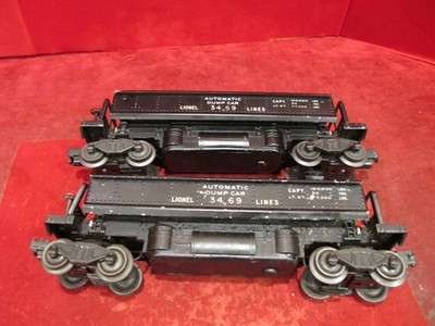 (2) untested postwar 3469 Lionel Automatic Dumping Ore cars
