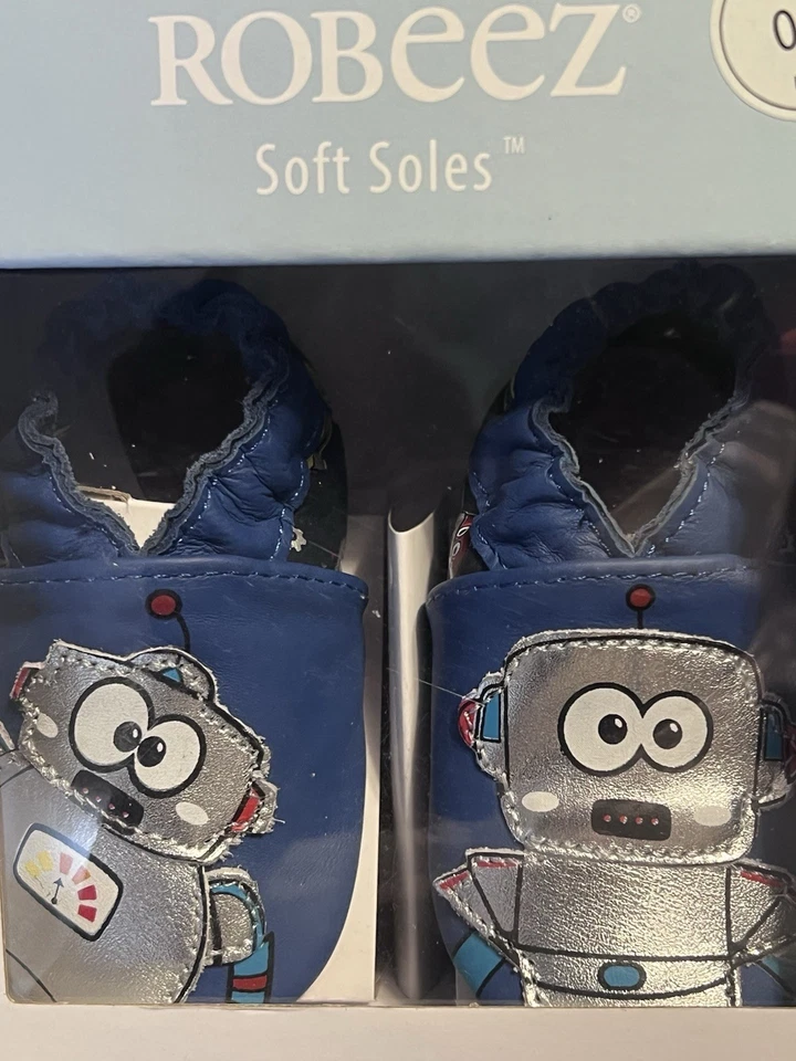 Robeez Suelas Suaves Robot Zapatos Azul Y Plata Infantil Talla 0-6 Meses Nuevos Foto 4 de 4