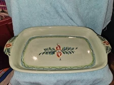 Province Rectangular Ceramic Handpainted Baker With Handles By Gail Pittman