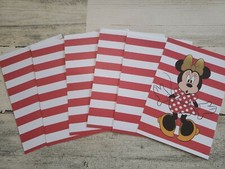 6 pieces of red stripe minnie mouse themed Scrapbook Paper 4x6 photo mats 492