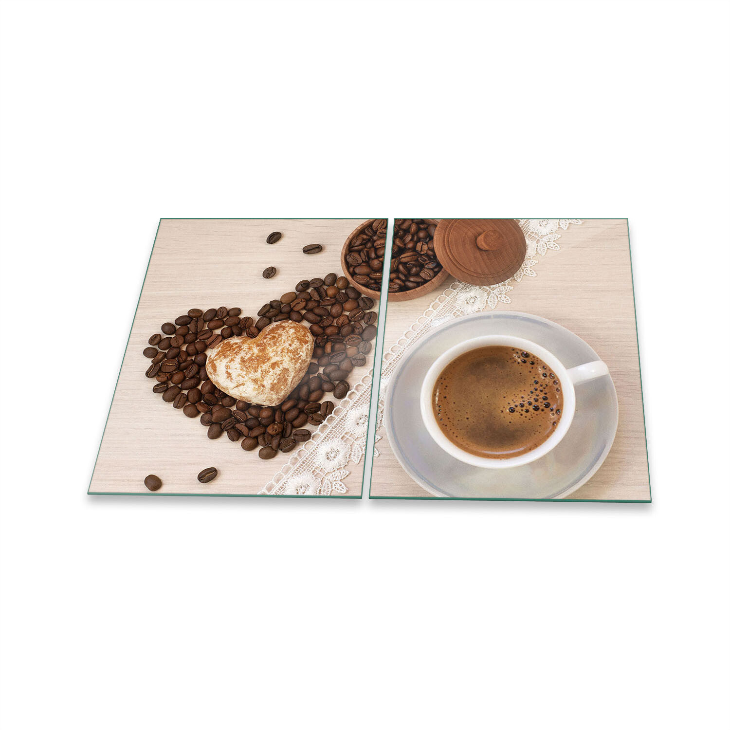 Herdabdeckplatte Ceran 2-Teilig 2x40x52 Kaffe Braun Abdeckung Spritzschutz Glas