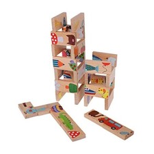28 Pezzi Set Domino Building Blocks Costruzioni Puzzle in Legno Colorato Giocatt