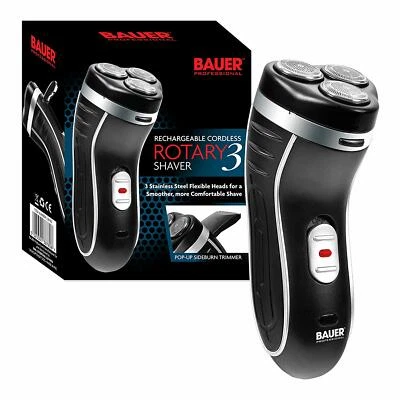 BAUER Recargable Inalámbrico Hombres Eléctrica Rotativa Afeitadora Maquinilla de Afeitar Recortadora de Patillas