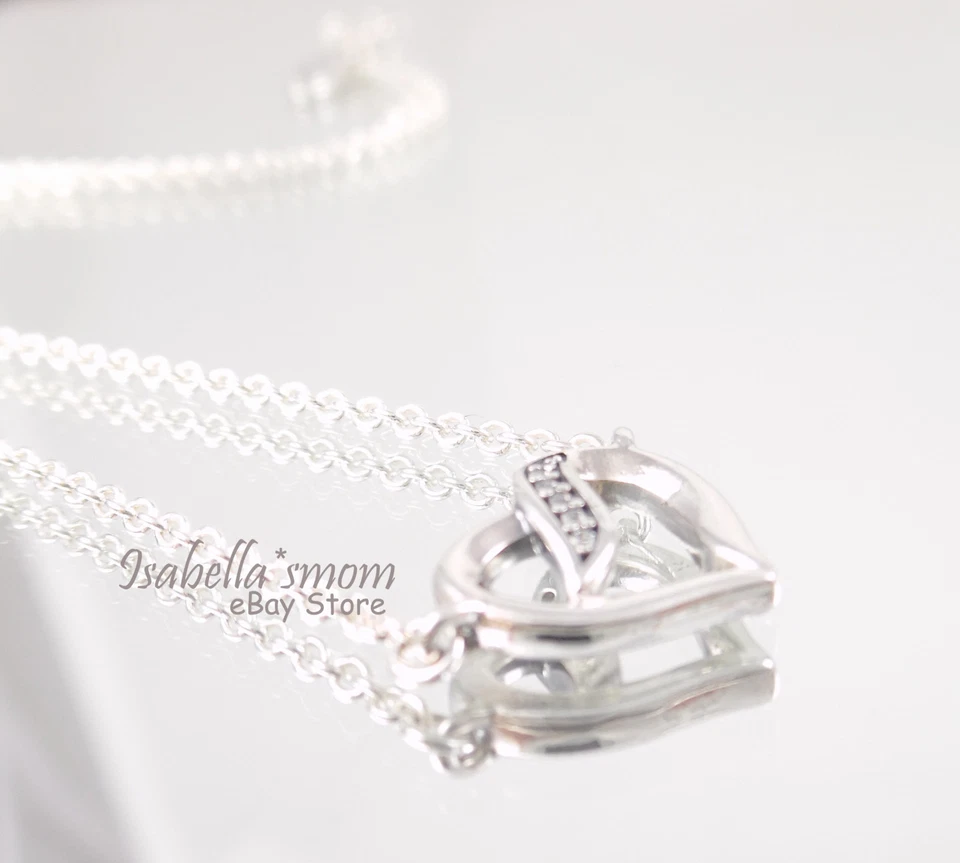 Nastri Di Love Autentico PANDORA Argento/Cz Valentine Cuore Ciondolo ~ Nuovo - Immagine 2 di 4