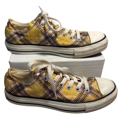 Yellow Plaid Converse All Star Low-Top Sneakers Womens Size