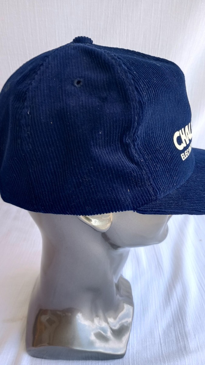 Vintage Snapback Corduroy Hat Blue Challenger Electrical Equipment