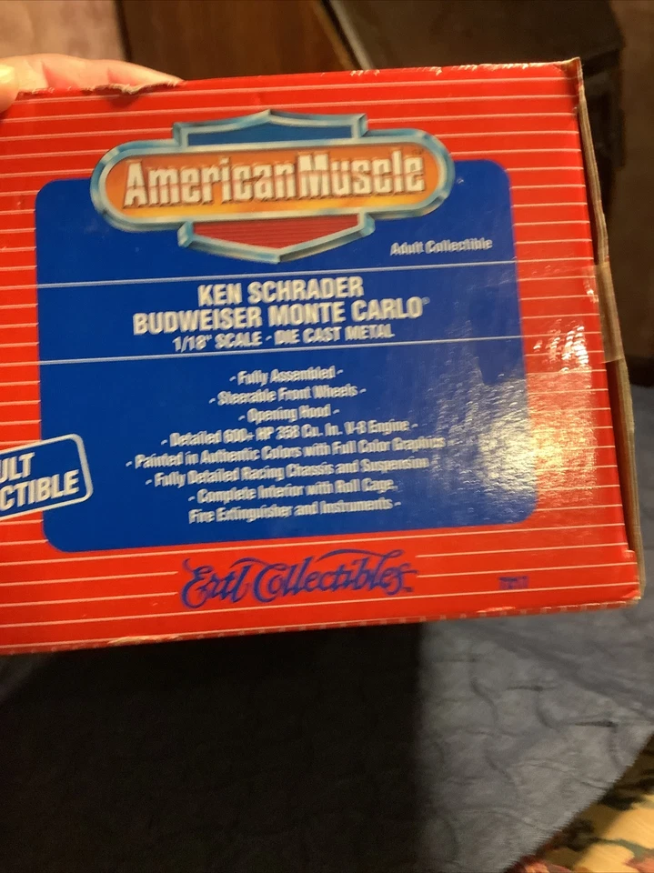 Ertl Ken Schrader BUD Budweiser Chevrolet Chevy Monte Carlo 1/18 Diecast NASCAR - Image 4 of 4
