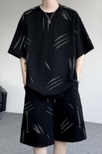 Men's Youth Short Sleeve Loose T-shirt	Short Pants Short Casual Summer Sets 2pc