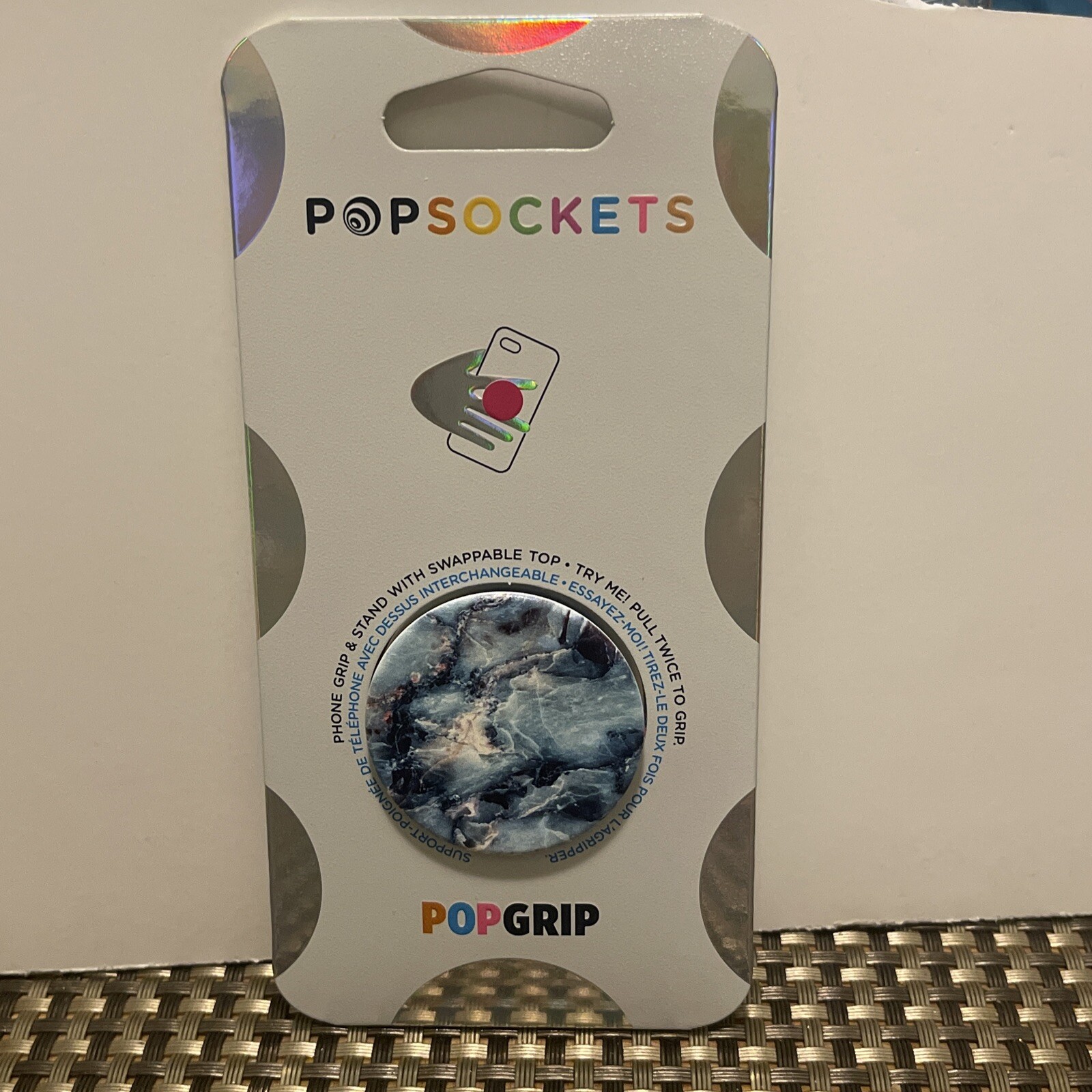 PopSocket PopGrip Phone Grip & Stand with Swappable Top Blue Marble-image