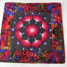 Art Quilt Fabric Wall Hanging Table Topper Broken Star Quilted Royal Colors