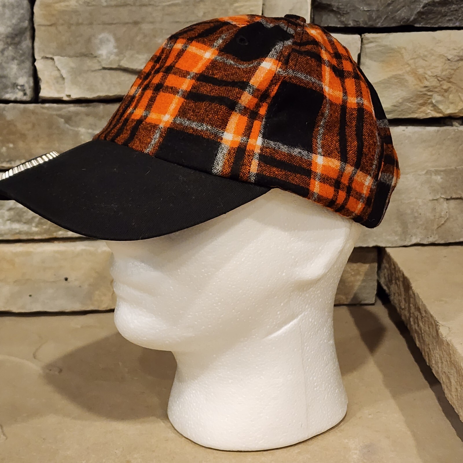 Pendleton Orange Plaid Wool Baseball Cap Hat One … - image 3