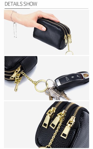 Women's Wallet Change Purse Leather Mini Wallet Zipper Small Coin Bag Keychain - Picture 10 of 10