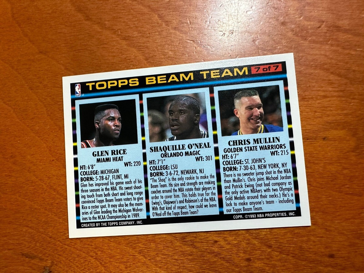 1993 Topps Beam Team #7 Of 7 Shaquille O'Neal Rice Mullin | eBay