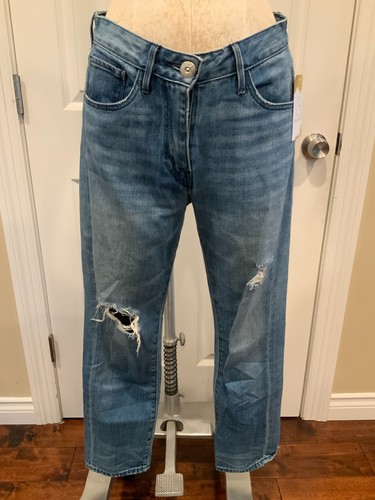 3x1 NYC Light Wash Distressed Straight Leg Jeans, Size 26