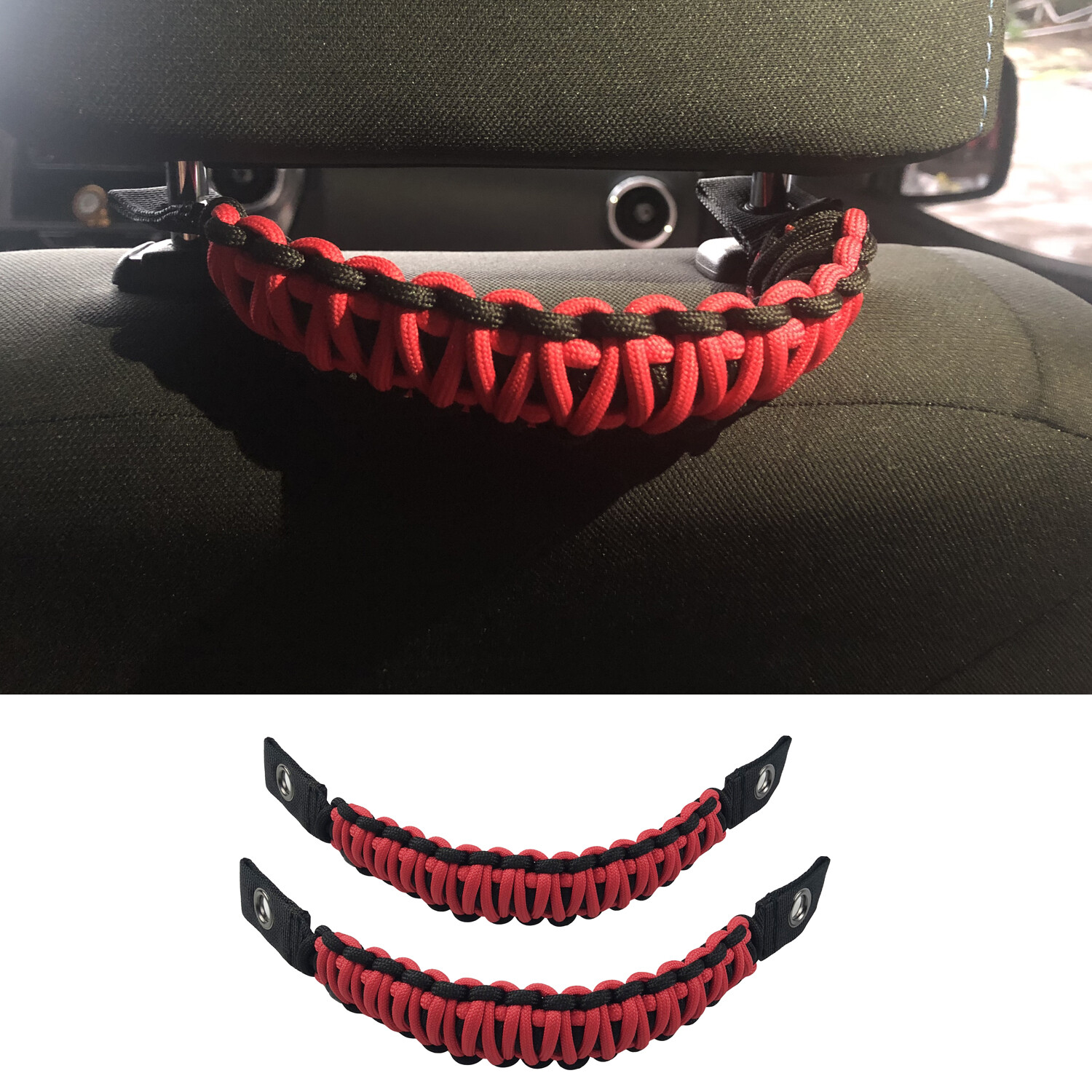 2X Paracord Grab Handles Headrest Grab Handles Rear For Jeep Wrangler