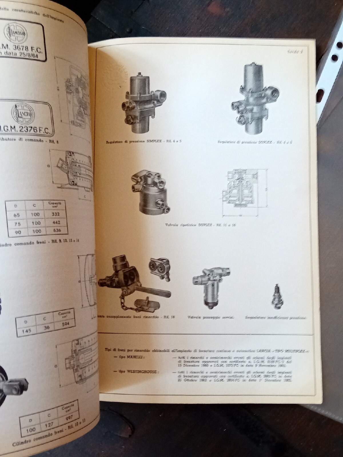 Autocarri Lancia Storici SCHEDA OMOLOGAZIONE FRENI MULTIPLEX 2 3 4 ASSI 1964