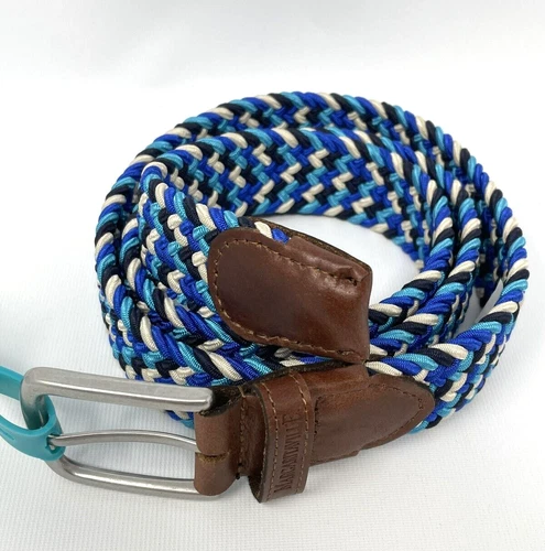 NEW Margaritaville Mens Condado Multi-Blue Woven Braided Belt Large 38-40"