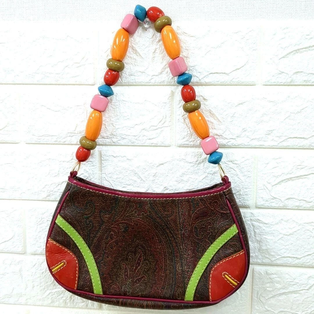 Etro Shoulder Bag with Paisley Beaded Strap made in Italy Used