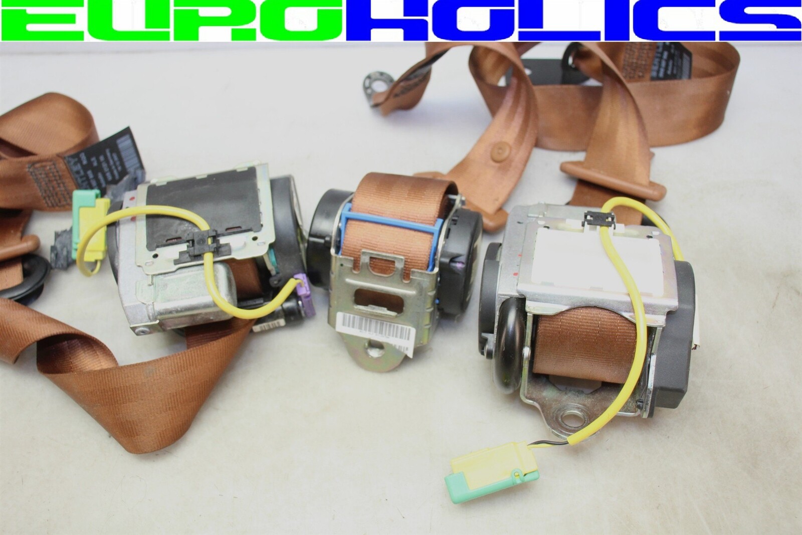 SET 3 Bentley Continental Flying Spur 06-12 Rear Center Left Right Seat Belt BRN