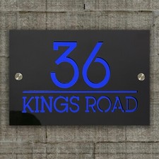 Door Sign House Number Laser Cut Custom House Address Acrylic Sign Plaque Black