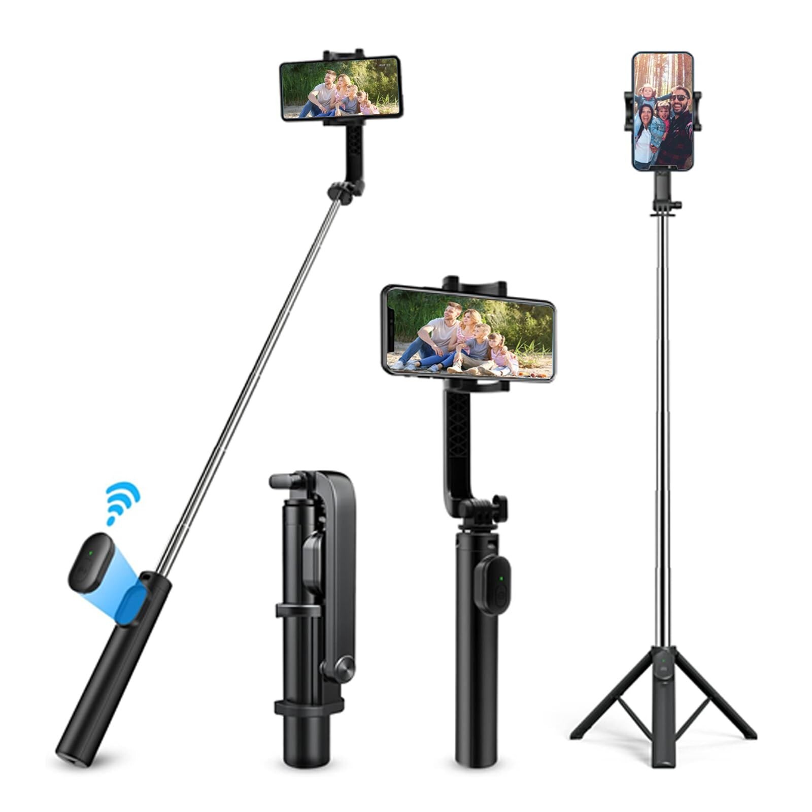 40-Inch Stainless Steel Selfie Stick Tripod with Remote - All-in-1 Phone Stand