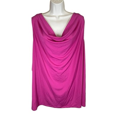 Catherine s plus size 4x Jersey knit pink tank top cowl front New Barbiecore