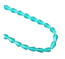 50 Medium Aqua Blue Preciosa Czech Glass 7x5mm Teardrop Fire Polished Drop Beads