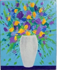 Original Modern Art Painting Flowers Abstract Contemporary Floral