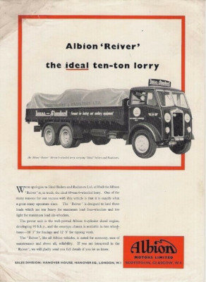 Albion Reiver 10 Tonnen LKW Ende 1950er UK Markt Einzelblatt Verkaufsprospekt