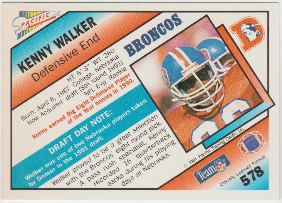 1991 Pacific #578 Kenny Walker - Image 2 of 2