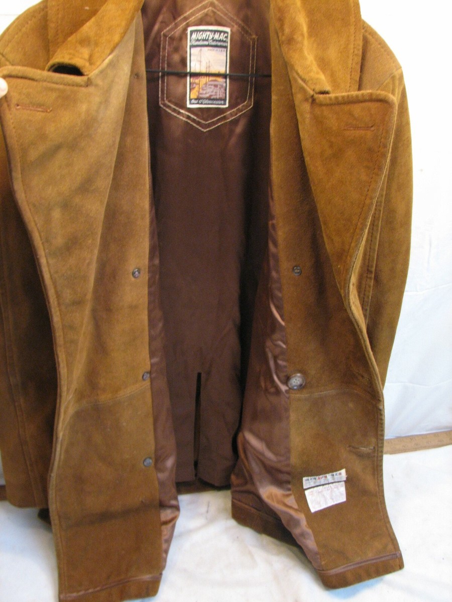 MIGHTY-MAC / コート/40/--/BRW/無地 Vintage Mighty-Mac 3/4 Car Coat Suede Leather Work Jacket Western