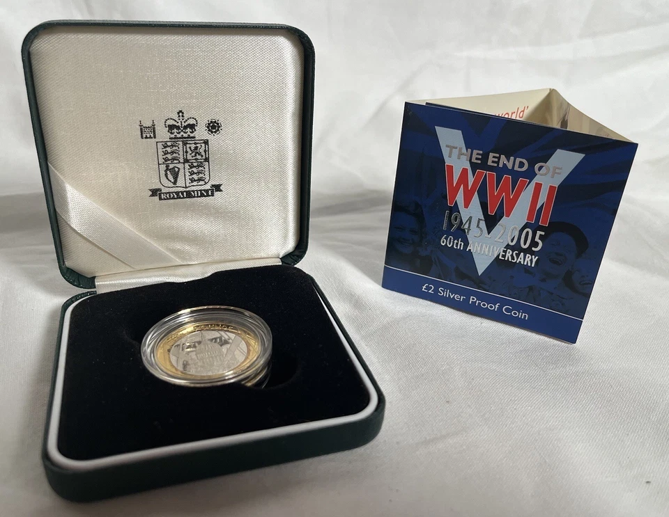 2006 United Kingdom Silver Proof Two Pounds End Of World War II 60th Coin + COA! - Image 2 of 3